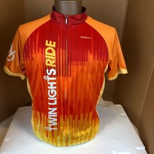 Bicycle tee Primal L red yellow full zip front